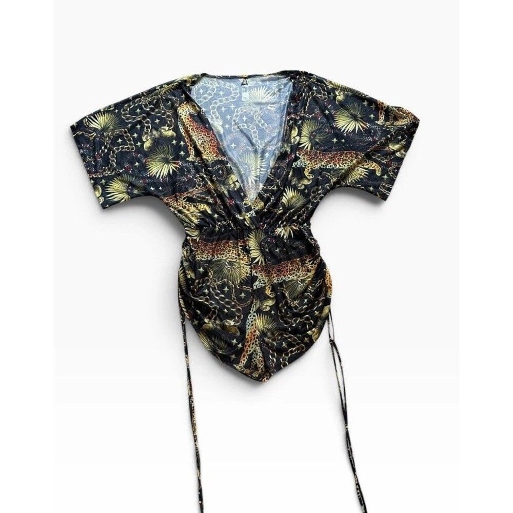 Fashion Nova Swim Beach Cover Up Women’s XL Baroque Austere Stretchy Mesh Romper